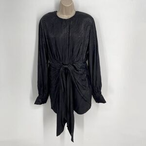 Significant Other Lila Black Dress NEW Sz 6 Long Sleeve Open Back Sash Cocktail